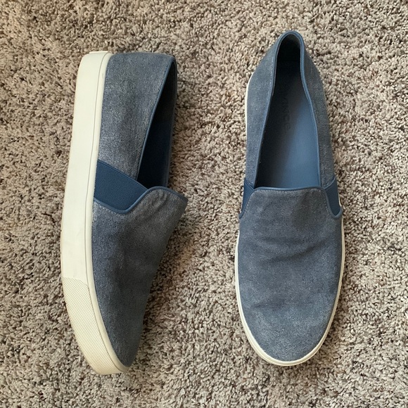 Vince Blair Embossed Suede Sneaker Slip On Denim Indigo Shoe - Picture 2 of 12
